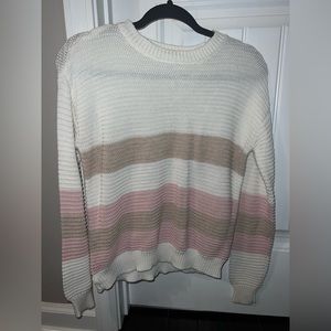 Time & True S brown & blush textured sweater